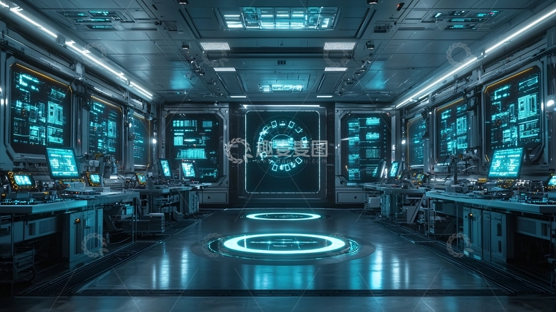高清大图下载【趣麦麦图】未来科技感控制室内部