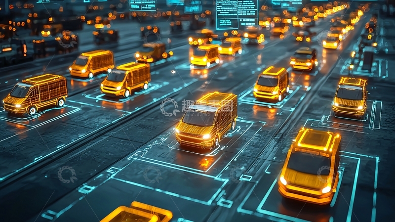 高清大图下载【趣麦麦图】自动驾驶汽车在未来道路上行驶