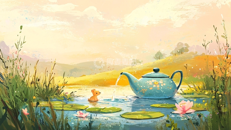 高清大图下载【趣麦麦图】田园风光茶壶小老鼠