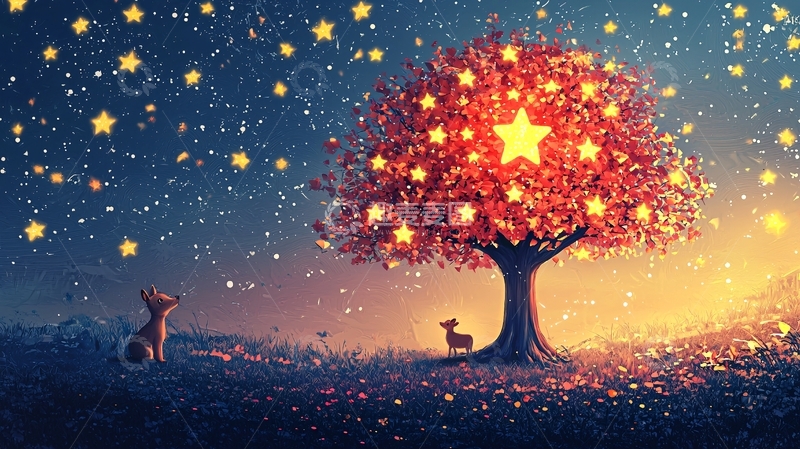 高清大图下载【趣麦麦图】星空树