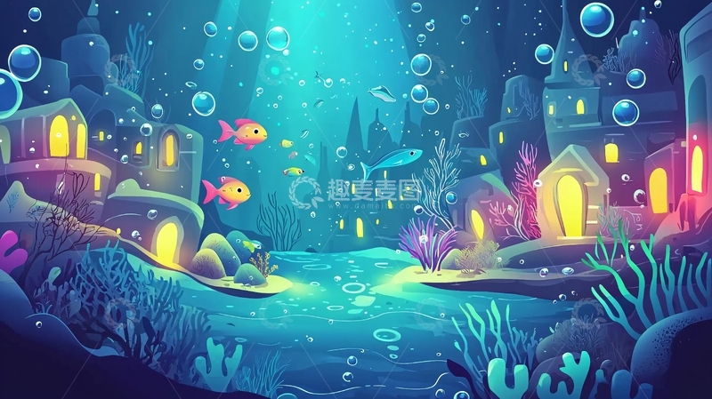 高清大图下载【趣麦麦图】海底梦幻城市