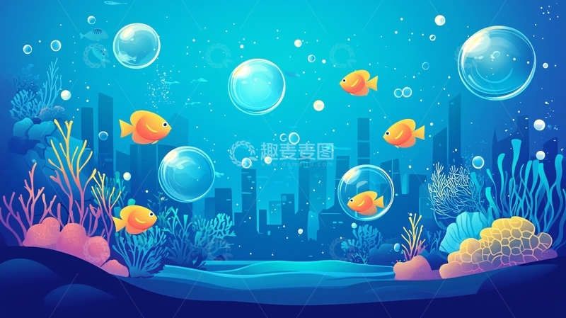 高清大图下载【趣麦麦图】卡通海底世界