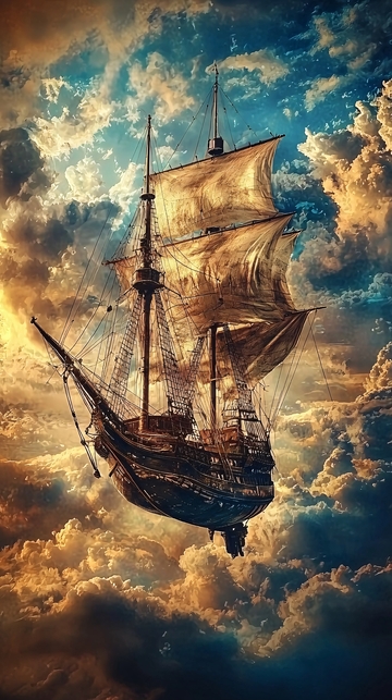 天空之上的古老帆船