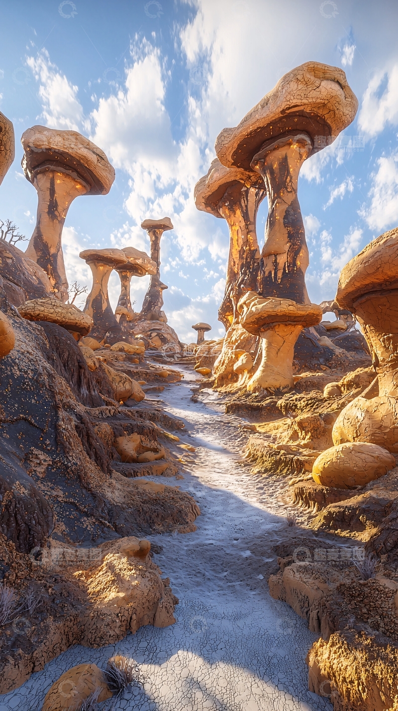 高清大图下载【趣麦麦图】奇特的蘑菇石地貌
