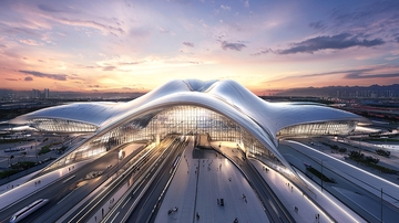 未来感十足的高铁站建筑