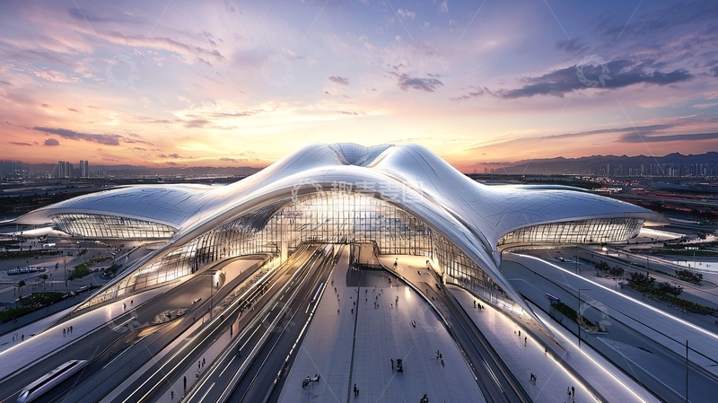 高清大图下载【趣麦麦图】未来感十足的高铁站建筑