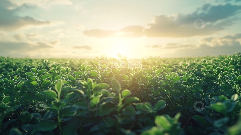 高清大图下载【趣麦麦图】阳光洒在绿油油的田野