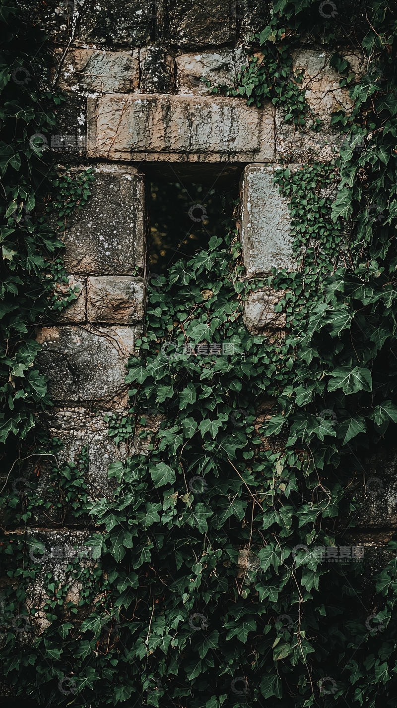 高清大图下载【趣麦麦图】古墙绿植藤蔓覆盖