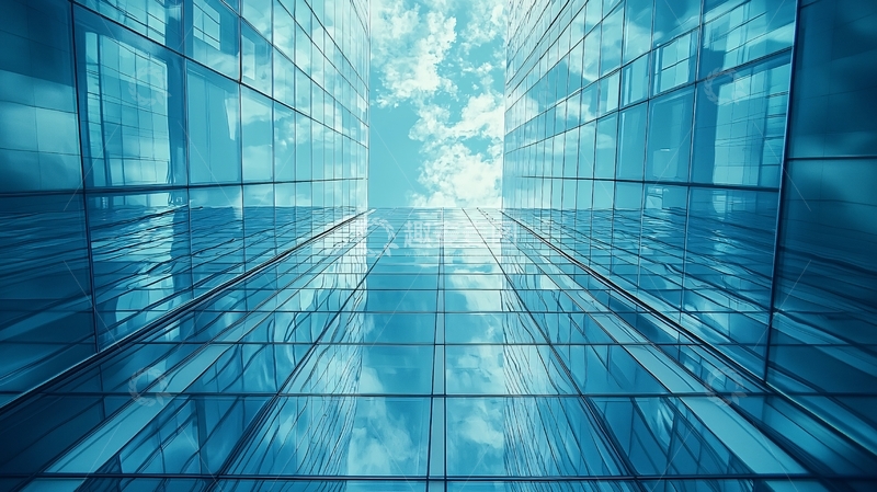 高清大图下载【趣麦麦图】仰视角度的现代建筑玻璃幕墙
