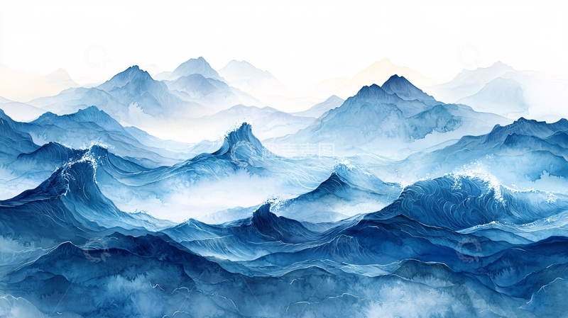 高清大图下载【趣麦麦图】水墨风格山峦叠嶂