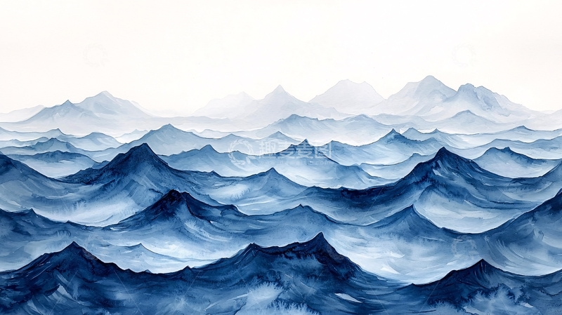 高清大图下载【趣麦麦图】水彩画大海
