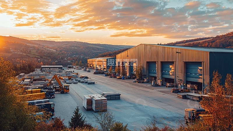 高清大图下载【趣麦麦图】工业区日落景象