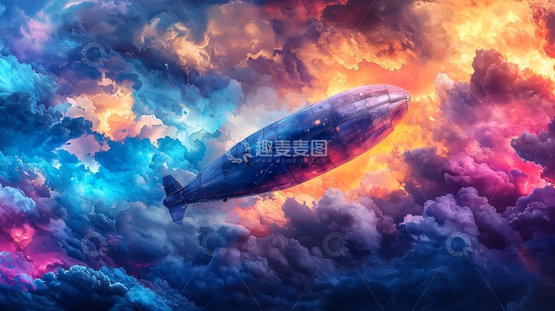 高清大图下载【趣麦麦图】鲸鱼飞船