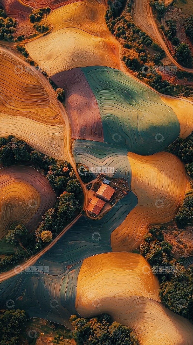 高清大图下载【趣麦麦图】俯瞰彩色田园风光