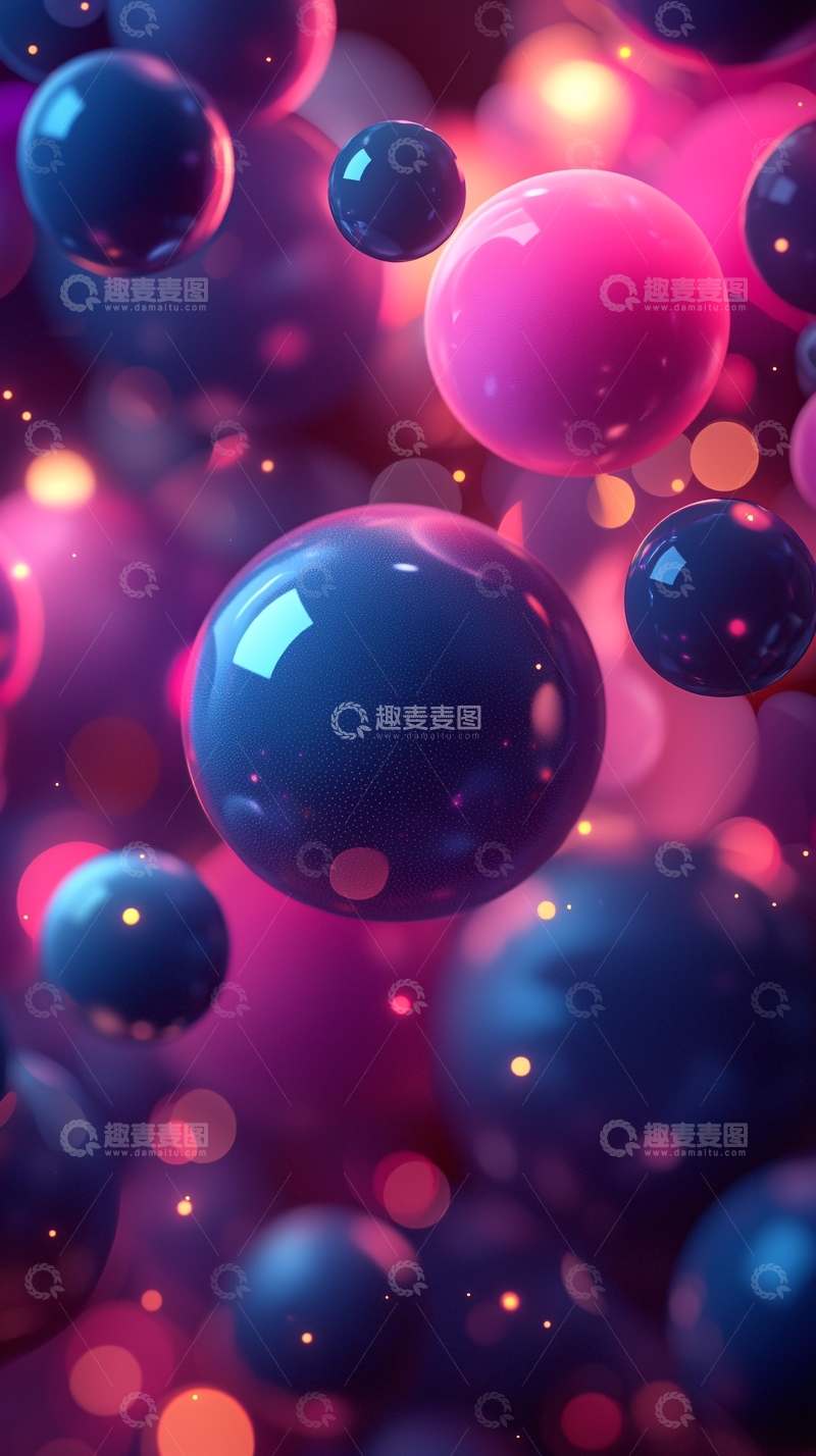 高清大图下载【趣麦麦图】色彩斑斓的漂浮球体