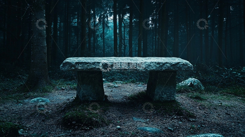 高清大图下载【趣麦麦图】黑暗森林石凳