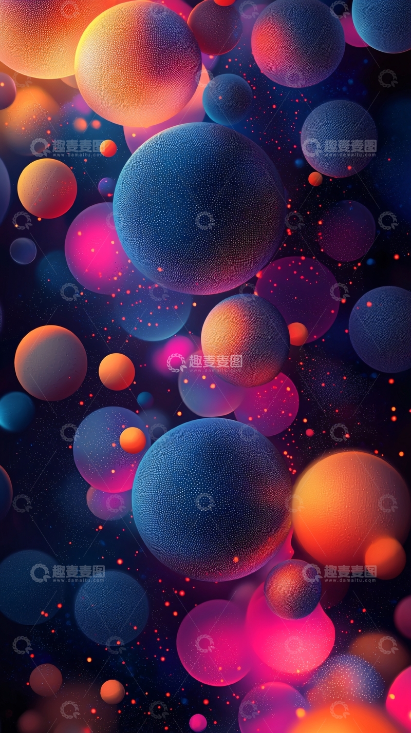 高清大图下载【趣麦麦图】彩色漂浮球体