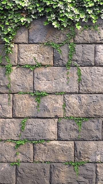 绿植爬墙石墙背景