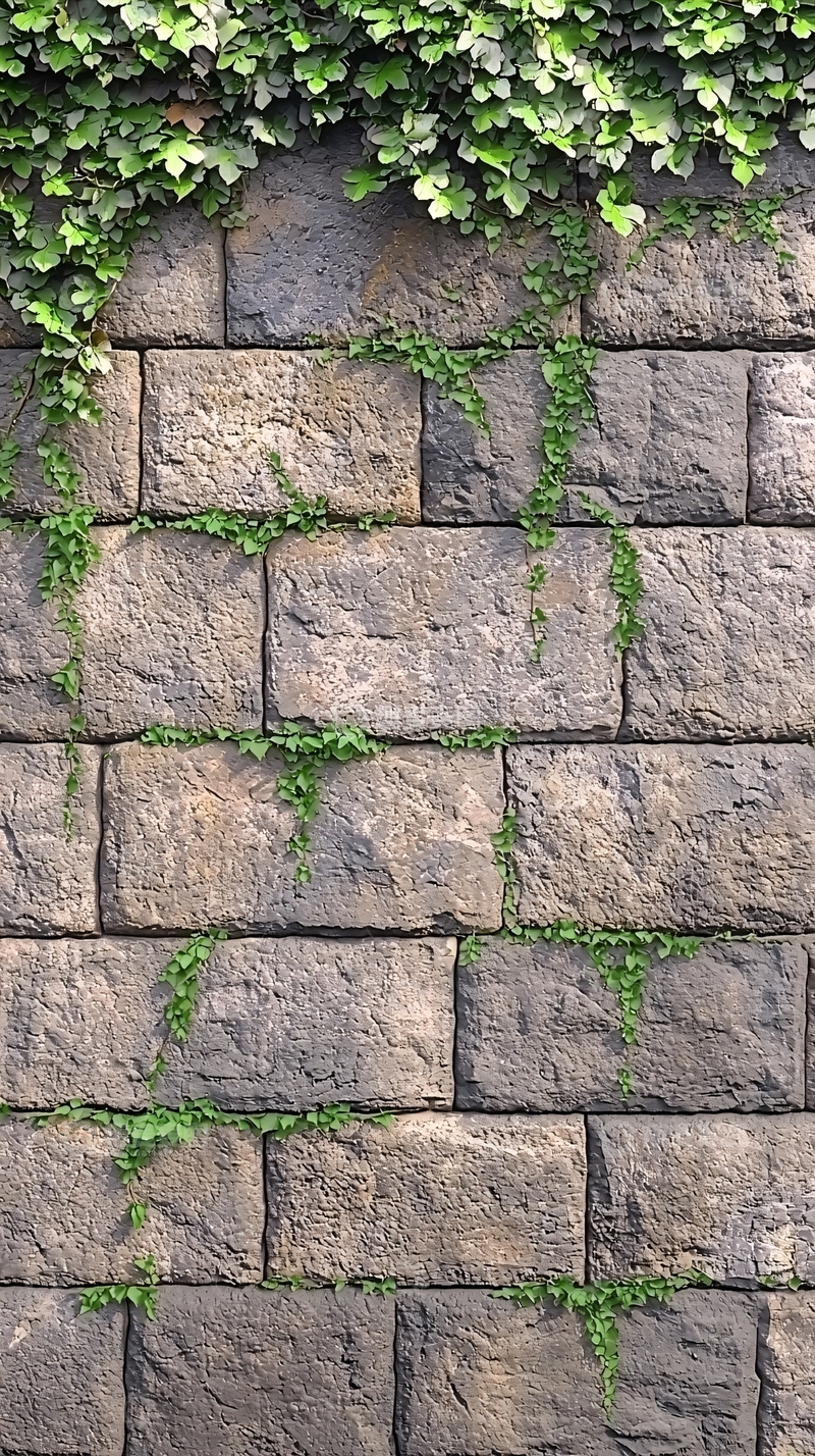 高清大图下载【趣麦麦图】绿植爬墙石墙背景
