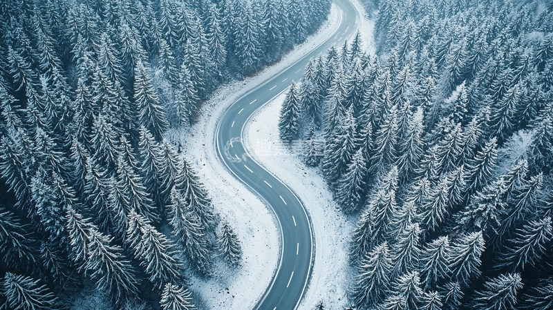 高清大图下载【趣麦麦图】雪覆盖的蜿蜒道路