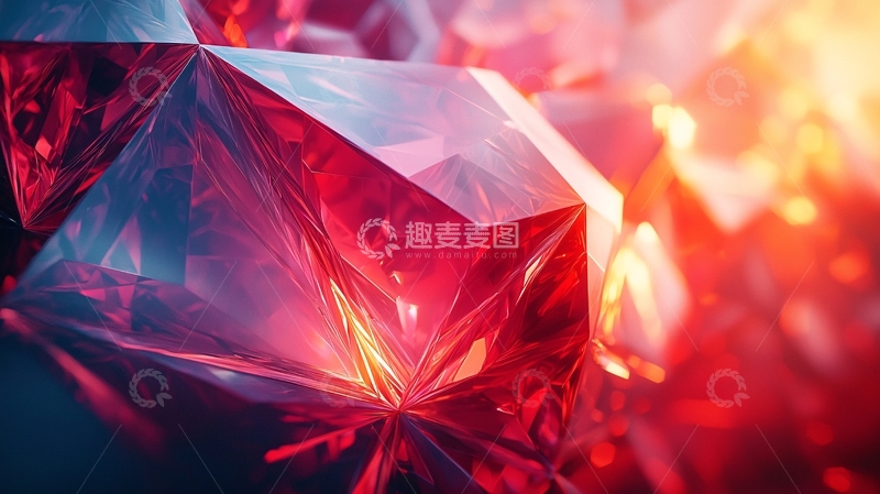 高清大图下载【趣麦麦图】红色宝石多面体特写