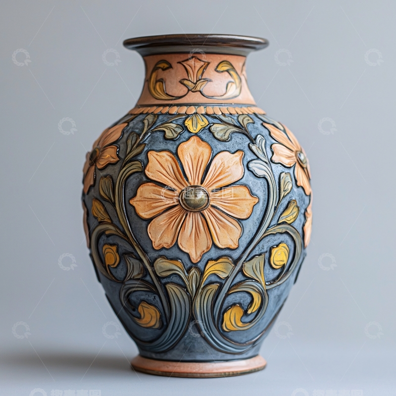 高清大图下载【趣麦麦图】手绘陶瓷花瓶