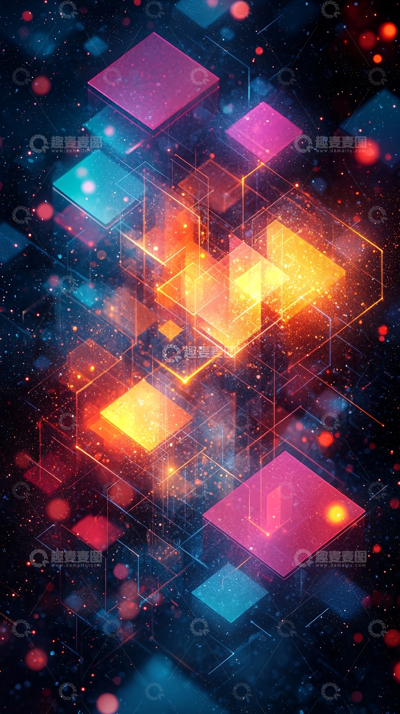 高清大图下载【趣麦麦图】科技感光效交错