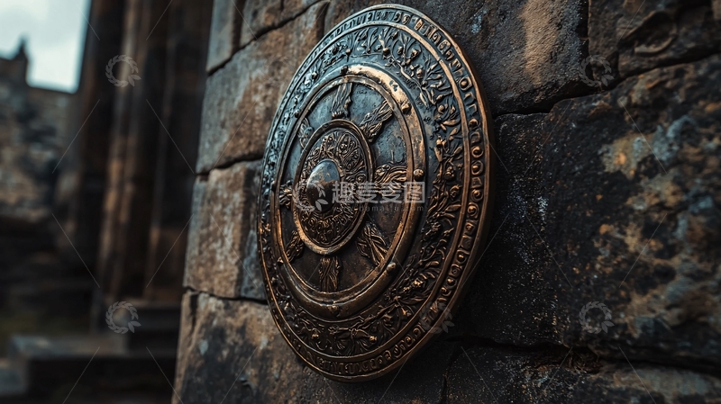 高清大图下载【趣麦麦图】古铜色圆形盾牌