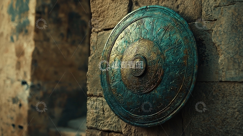 高清大图下载【趣麦麦图】古旧青铜圆形盾牌