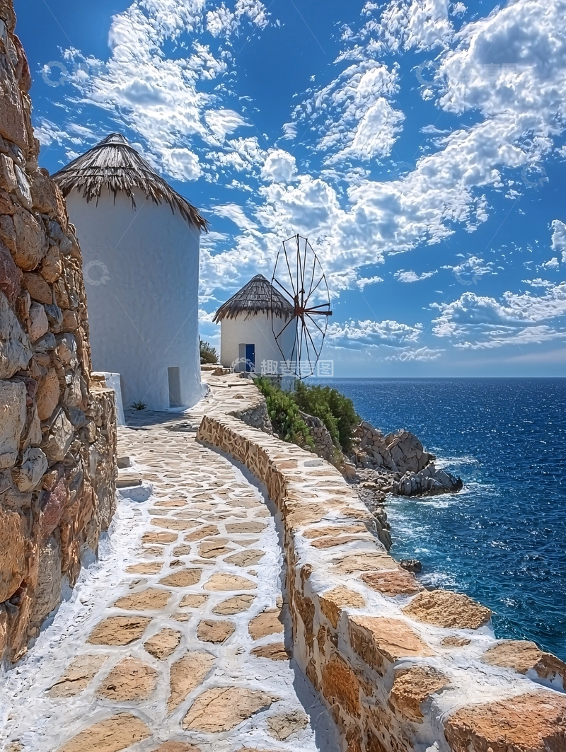 高清大图下载【趣麦麦图】希腊风情小路