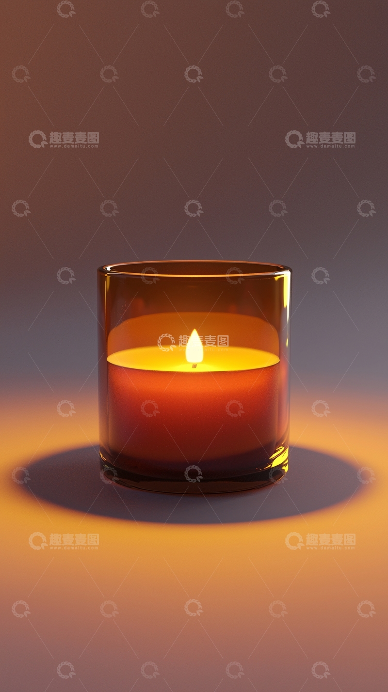 高清大图下载【趣麦麦图】燃烧的玻璃杯蜡烛
