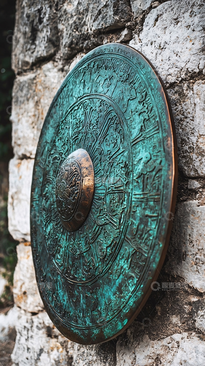 高清大图下载【趣麦麦图】青铜盾牌墙饰