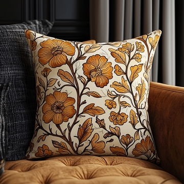 金色花卉抱枕