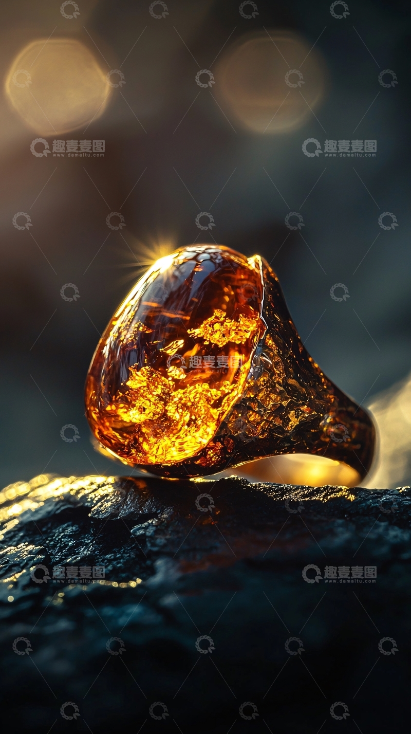 高清大图下载【趣麦麦图】琥珀戒指