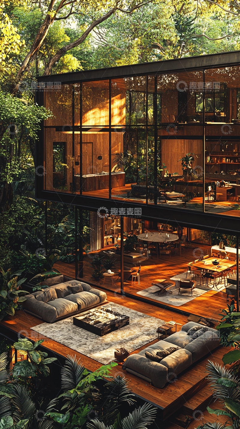 高清大图下载【趣麦麦图】森林玻璃屋