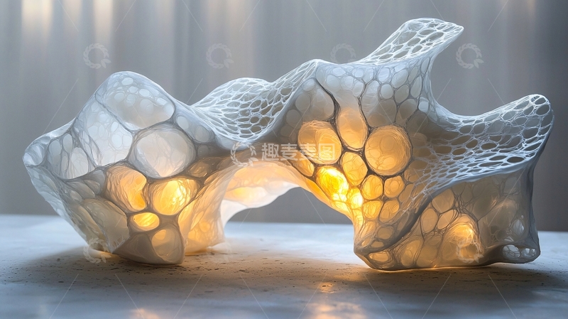 高清大图下载【趣麦麦图】白色镂空发光雕塑