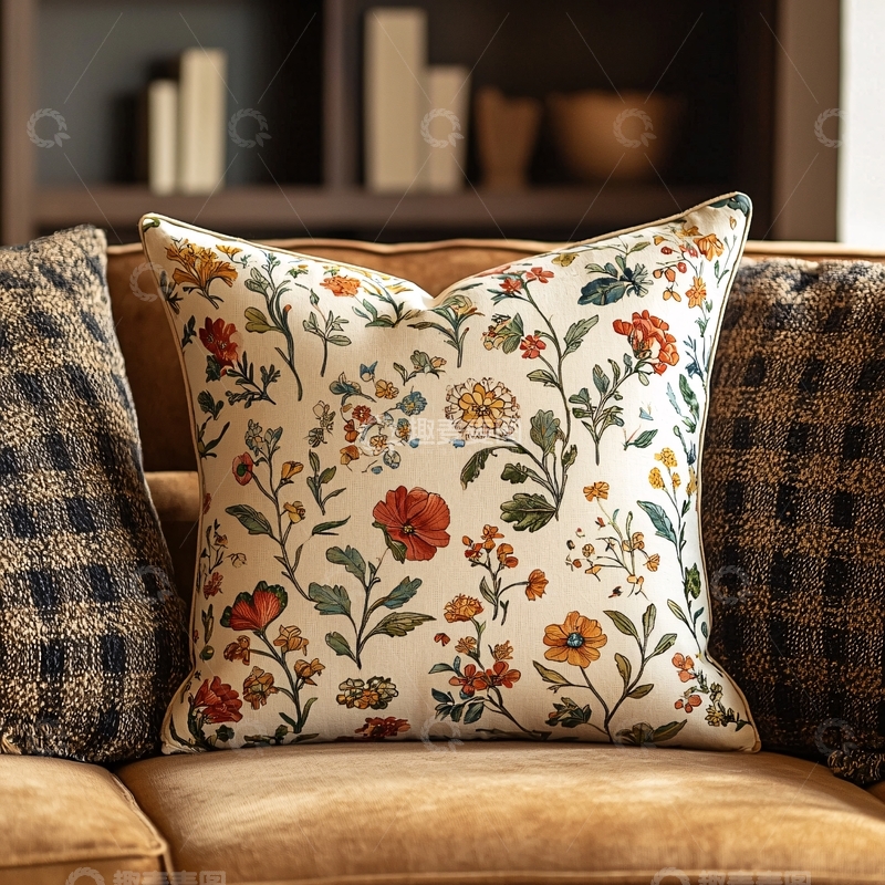 高清大图下载【趣麦麦图】花卉图案的装饰靠垫