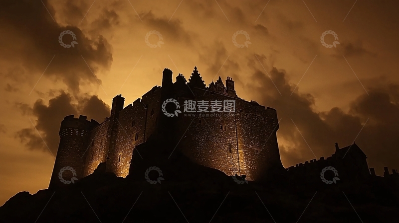 高清大图下载【趣麦麦图】昏暗天空下的古老城堡