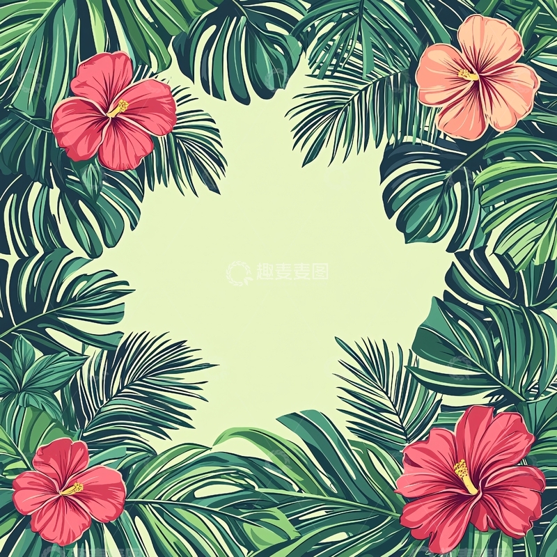 高清大图下载【趣麦麦图】热带植物花卉边框