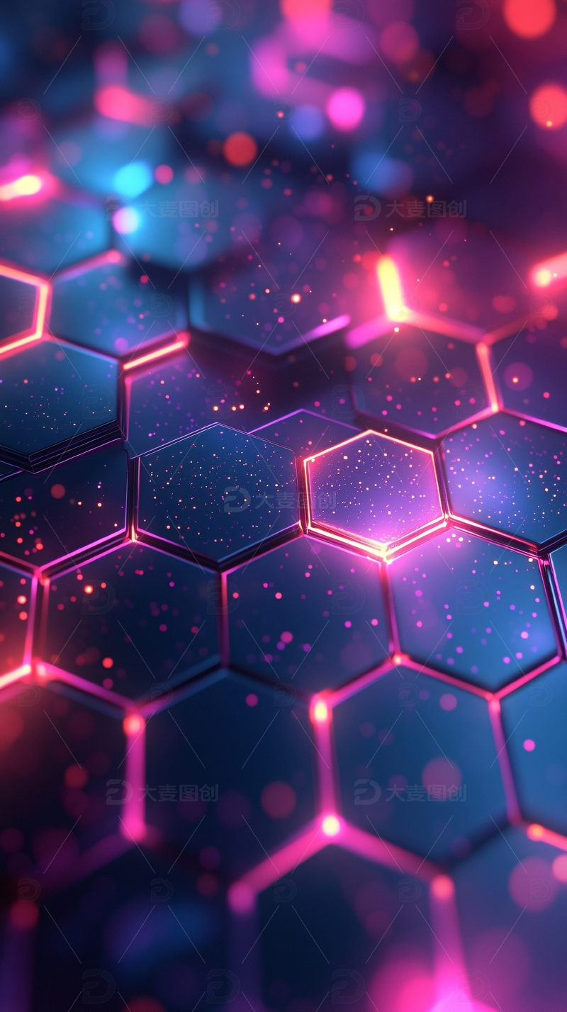 科技感六边形网格发光