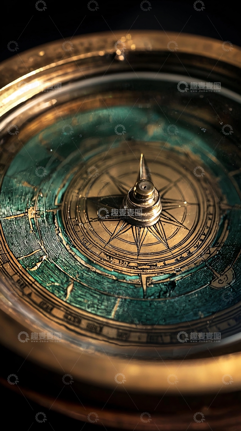 高清大图下载【趣麦麦图】复古青绿罗盘特写