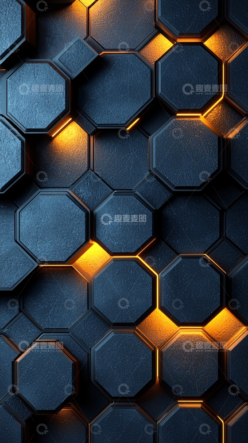 高清大图下载【趣麦麦图】暗色系蜂巢状几何背景