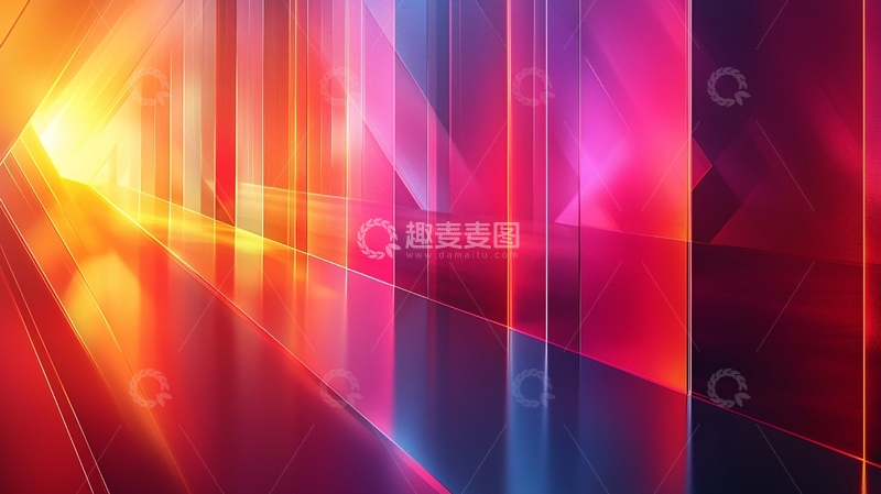 高清大图下载【趣麦麦图】彩色光线汇聚的抽象背景