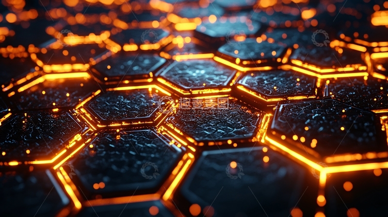 高清大图下载【趣麦麦图】科技感六边形发光纹理
