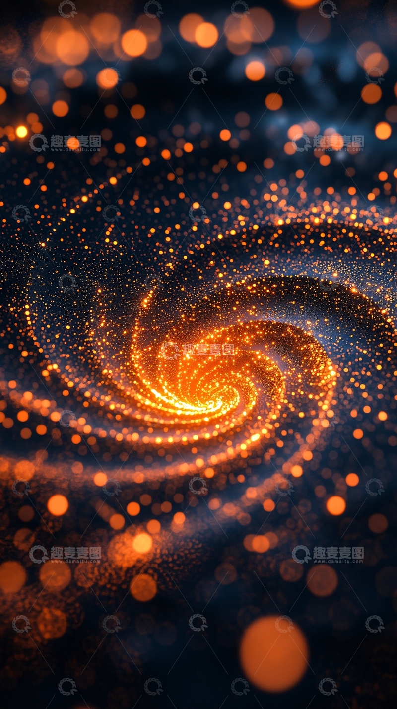 高清大图下载【趣麦麦图】橙色光点旋涡