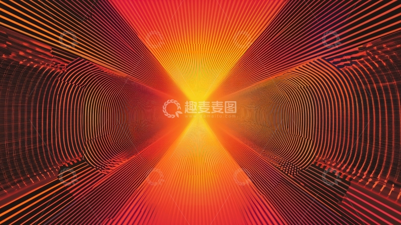 高清大图下载【趣麦麦图】放射状橙色光线隧道