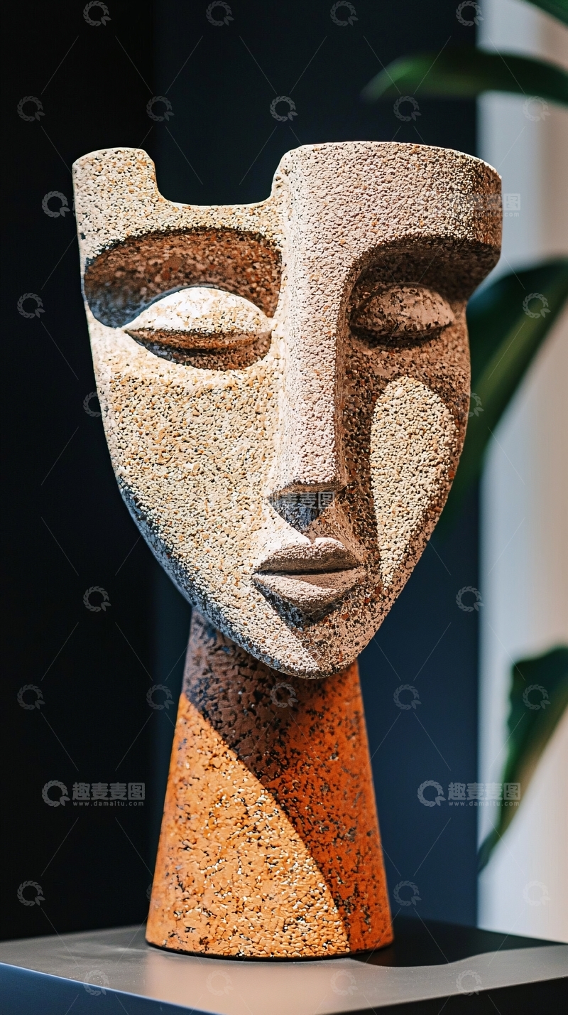 高清大图下载【趣麦麦图】抽象人脸雕塑