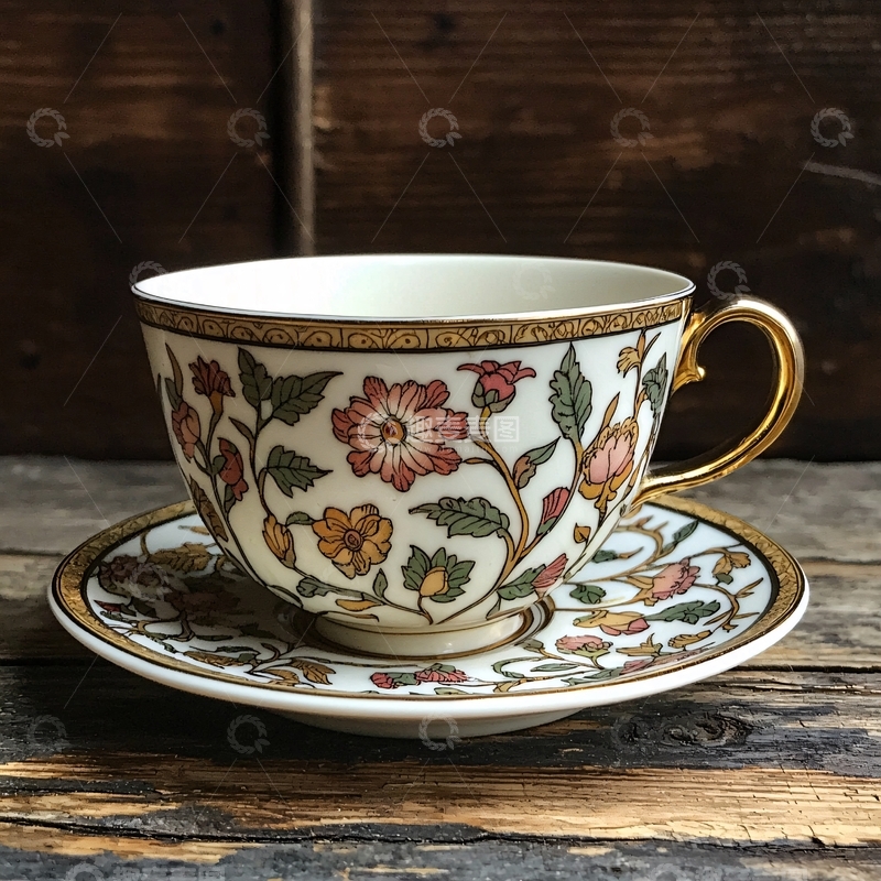 高清大图下载【趣麦麦图】手绘花卉茶杯套装