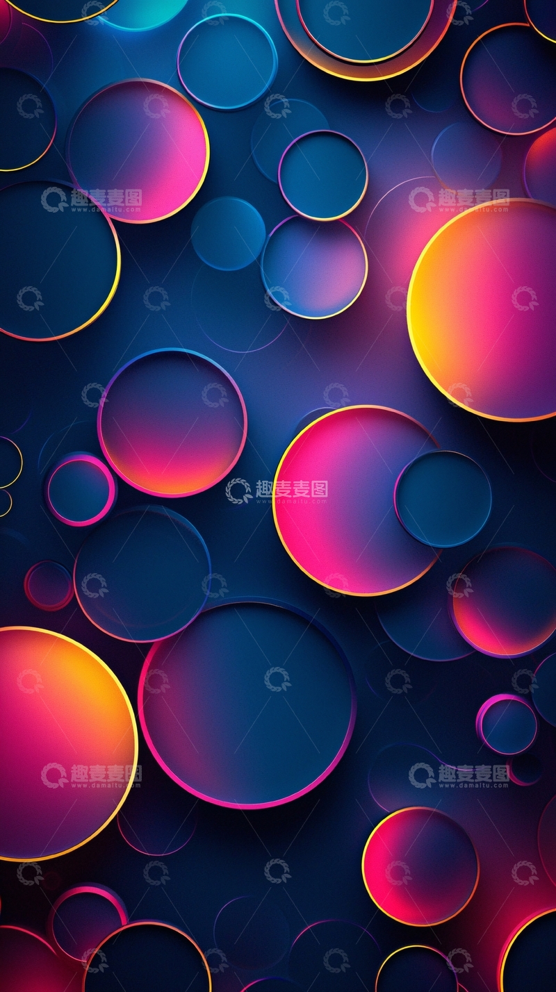 高清大图下载【趣麦麦图】彩色渐变圆圈背景