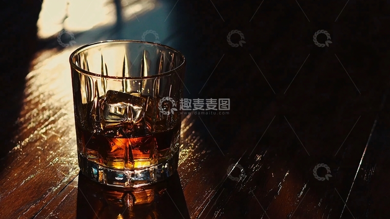 高清大图下载【趣麦麦图】光影下琥珀色酒杯